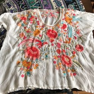 Johnny Was Embroidered Blouse Small *small stain